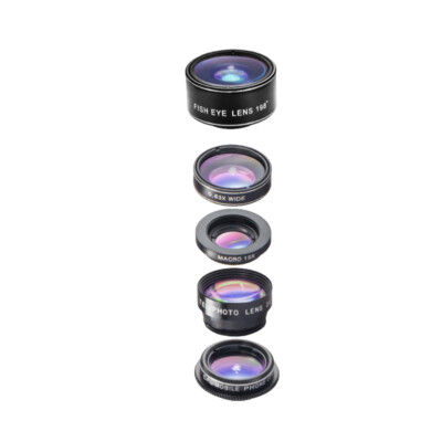 Cell Phone Camera Lens 198° Fish-eye Lens Super Wide Angle Lens 15X Macro Lens