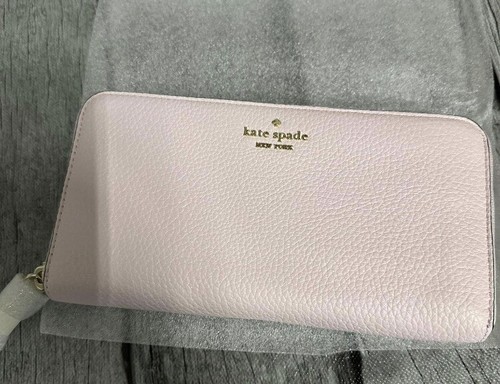 Kate Spade Lena Large Continental Wallet Pebbled Leather Shimmer Pink Zip Around - Picture 5 of 6
