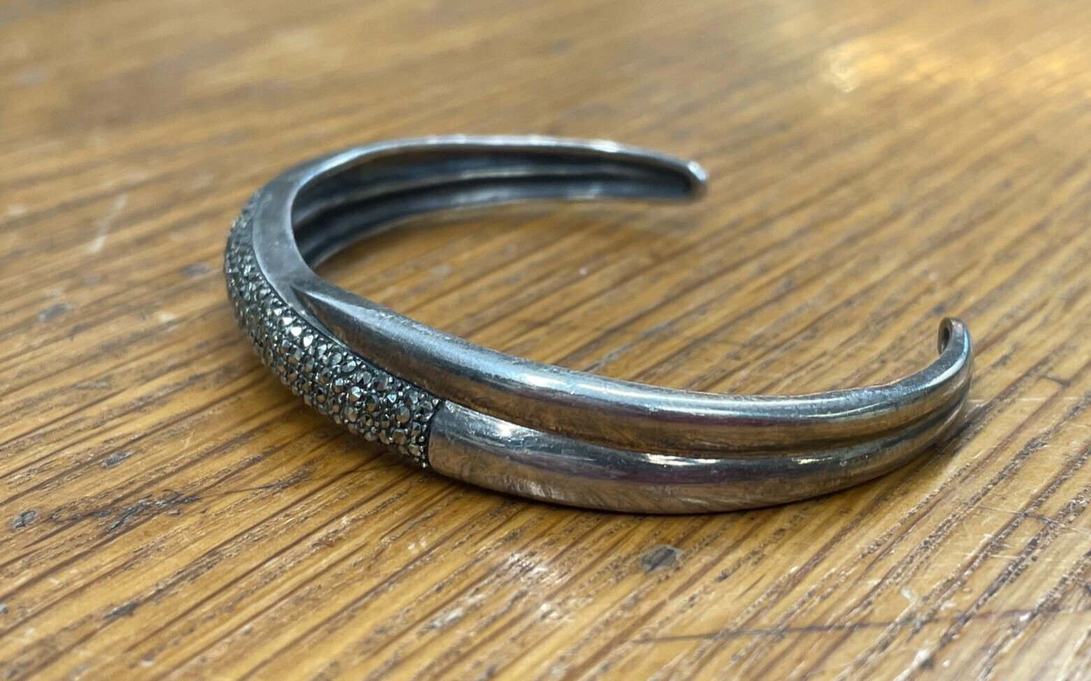 SOLID STERLING SILVER PRE OWNED MARCASITE SET BRA… - image 2