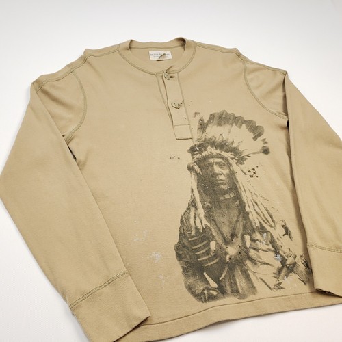 Denim & Supply Nativo Americano Henley XL Hombres Indian Jumper Sudadera Beige Tostado - Imagen 11 de 21