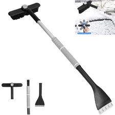 33″ Extendable Snow 360° Brush Telescoping Ice Scraper for Car Windshield Detach