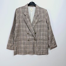 Anthropologie Maeve Blazer Oversized Double Breast Brown Size Uk 14 New