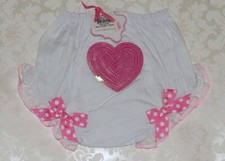 Mud Pie XOXO White Pink Sequin Heart Bloomers 0-6 Months