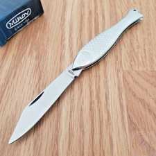 Mikov Fish Folding Knife 2" Stainless Steel Blade Sculped Metal Alloy Handle