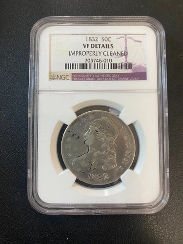 1832 CAPPED BUST HALF DOLLAR NGC VF DETAILS - BUST HALF TYPE COIN - SLABBED -50C