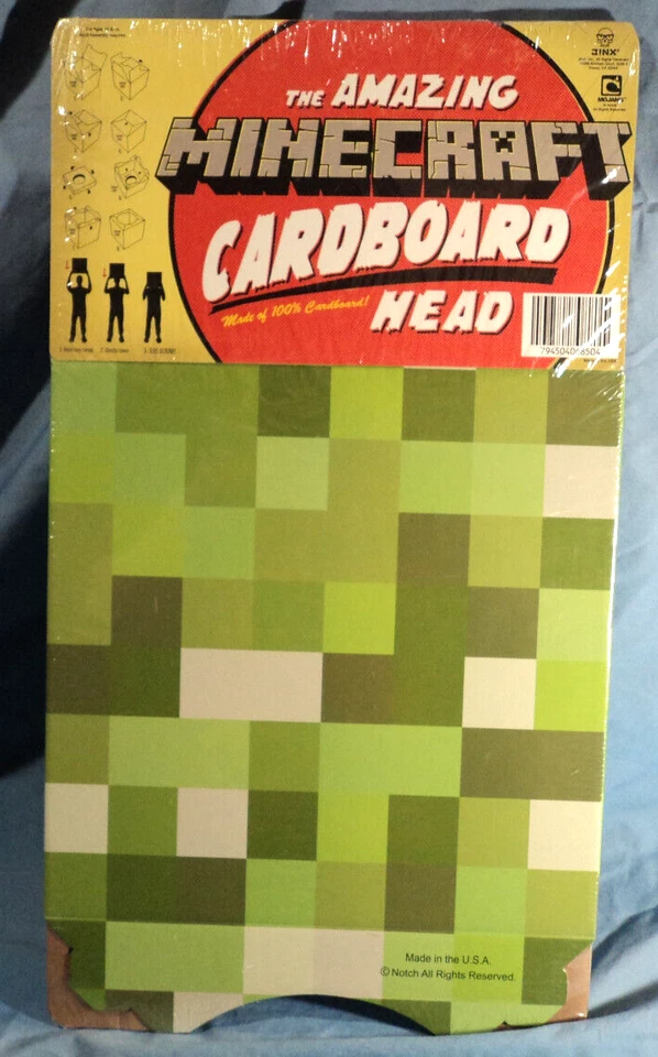 Amazing Minecraft Cardboard Box Head Costume Mask Creeper, Halloween, Brand New - Image 2 of 2
