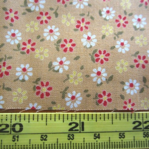 60cm x 94cm Brown Orange Floral Retro Vintage Cotton Sewing Fabric 1980s Craft - Picture 4 of 4