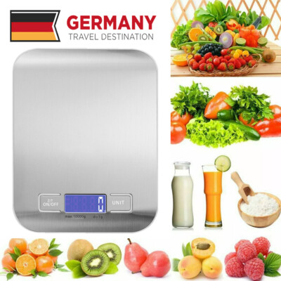 Küchenwaage 10KG/1g Digital Edelstahl LCD Electronic Grammwaage Haushaltswaage