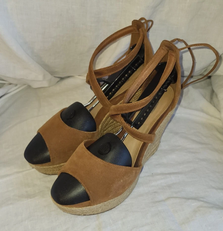 Sandalo UGG donna 9 Reagan zeppa pelle espadrillas slip on chiusura con coulisse