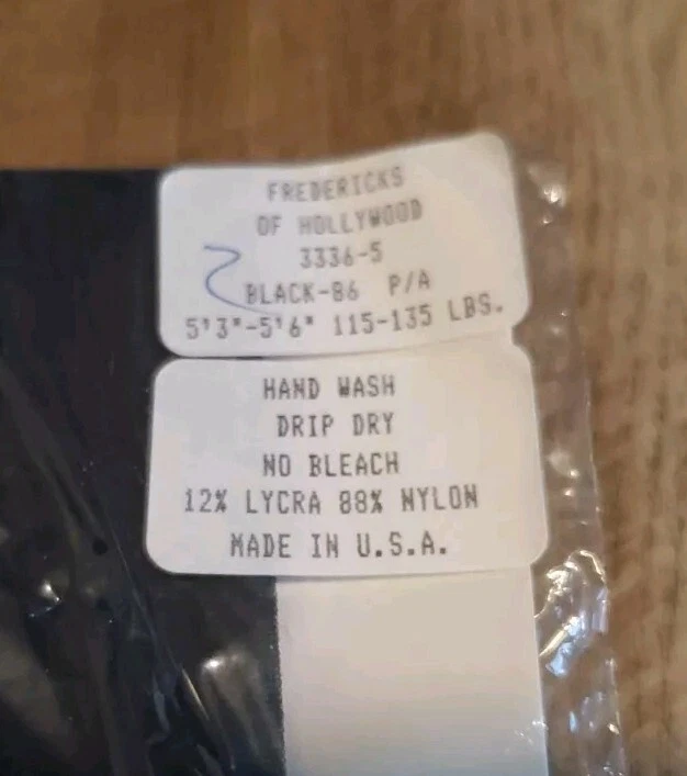 Vtg Fredericks of Hollywood Black Lace Thigh Hi Style 3336-5 Nylon Lycra Size M - Image 3 of 3