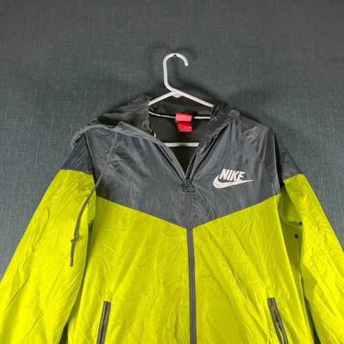 Nike Girl Windbreaker Jacket Yellow Long Sleeve Full Zip Hooded Size S Polyester - Picture 2 of 12