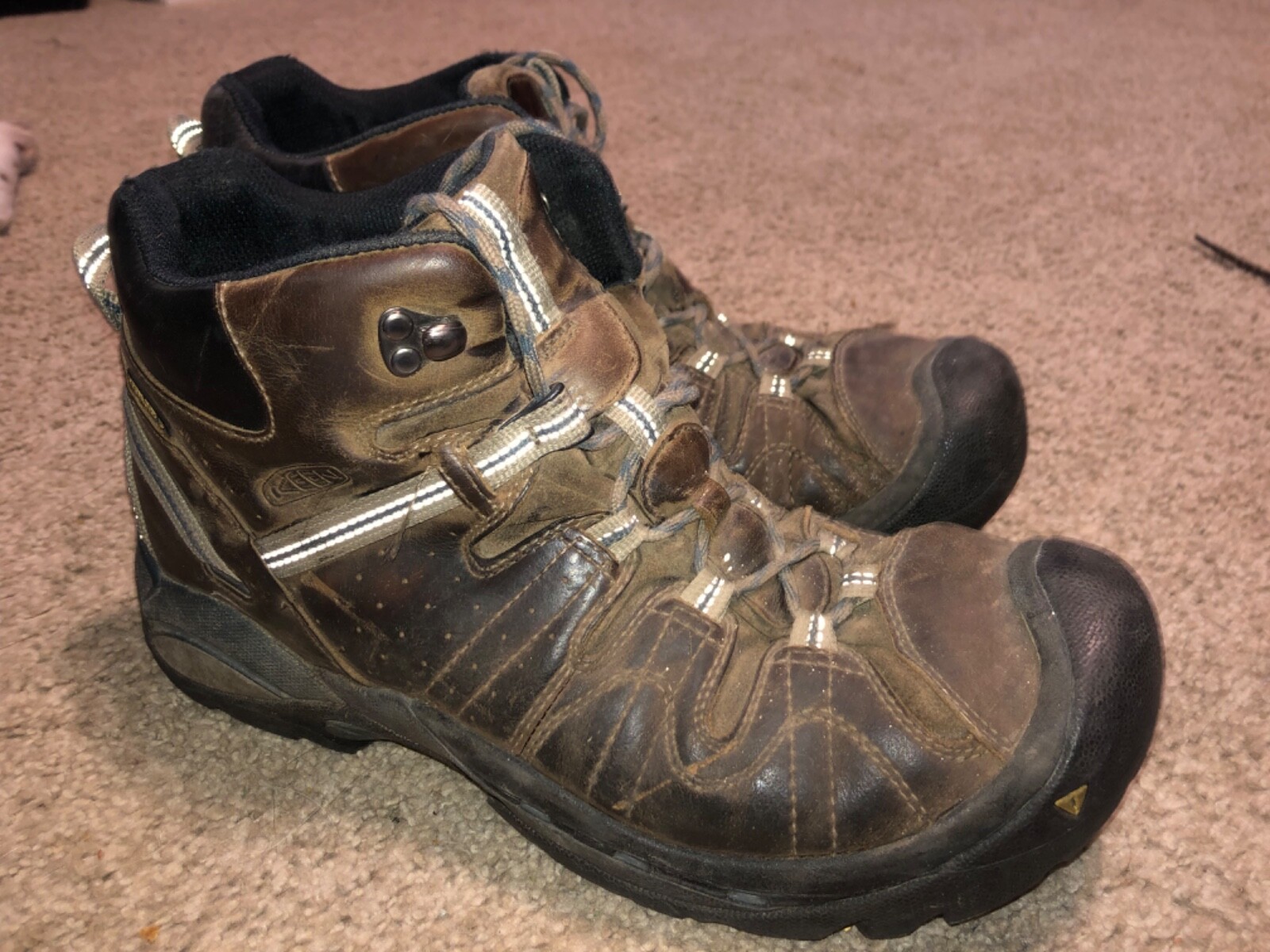 Keen stivali in pelle marrone e nero medio impermeabili scarpe da trekking uomo taglia 11 5