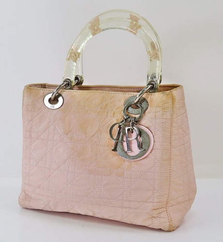 Authentic CHRISTIAN DIOR Pink Quilted Nylon Lady Dior Handbag Purse #57789 - Picture 1 of 14