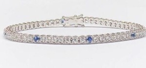 Bracciale Tennis Uomo Donna Oro 750 Diamante 2 60 F Color Vs Zaffiro 0 60 Ct Ebay
