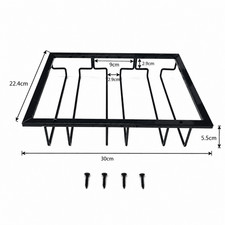 3 Slot Under Cabinet Wine Glass Rack Black Metal Stemware Holder Storage Organis