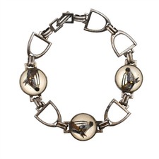 ANTIQUE VICTORIAN ESSEX CRYSTAL HORSE BRIDLE LINK BRACELET STERLING SILVER 