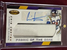 Cris Carter 2016 Certified Fabric Of The Game Game Used Patch Auto 8/10