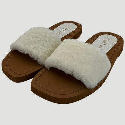 Stuart Weitzman Cammy Women's Size 7 White Slides NWOB
