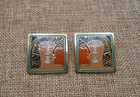 Vintage Laurel Burch Ancient Ancestors Tan & Rust Enamel Post Earrings E12 — photo 2