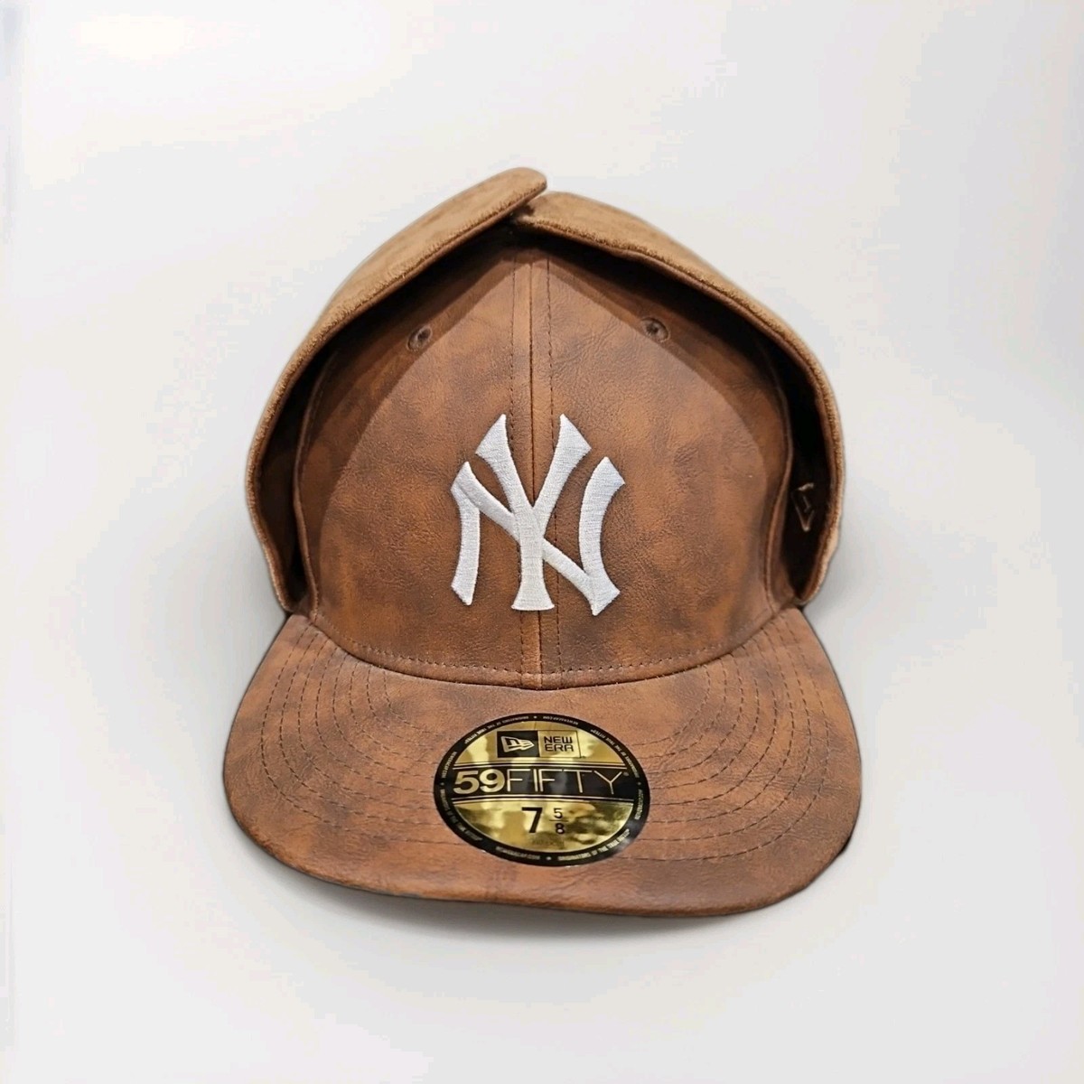 New Era New York Yankees Dog Ear Flap Brown Fitted Cap 59Fifty MLB