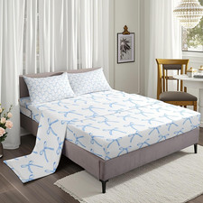 Bowknot Cartoon Bedding Set King Size - 4PCs Geometric Design for Girls