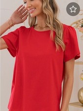 Like Love Ruched Shoulder Tee in Lipstick Red