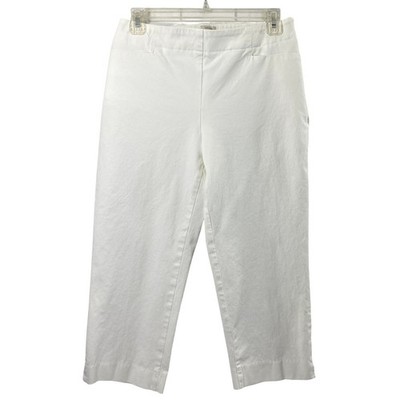 Talbots Capri Pants Womens 4P Heritage White Side Zip Stretch Coastal Minimalist