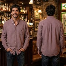 Chaps Burgundy White Plaid Long Sleeve Button Down Shirt Men's XL 46-48