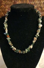 Vintage multi-gemstone chip necklace agate rhodonite and jasper 18"