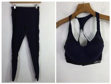 Victoria Sport Womens Racerback Bra/Leggings Set High Waist Blue Size S/34D