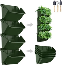 Vertical Wall Planter, 4 Packs Self Watering Wall Planters for Indoor with 3 Pcs