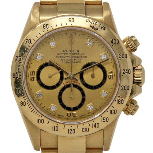 Rolex 16528 Daytona 40mm Zenith Yellow Gold FACTORY Diamond Chronograph #100-1