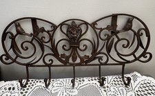 Wrought Iron Wall Mount Coat Rack 6-Hook hanger Hooks Metal
