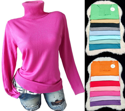 Rollkragen Pullover Damen Strickpullover weicher Feinstrick Rolli 38 40 42 #62A