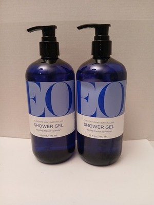 TWO EO Shower Essential Oils Gel Calming French Lavender 16 fl oz Each
