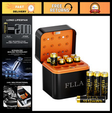 Rechargeable AAA Lithium Batteries 12 Pack with USB-C Charger  Case, 2000 Cycl