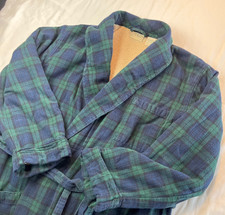 L.L.Bean Flannel Sherpa Lined Robe Scotch Plaid Blackwatch - Men's Med - Reg