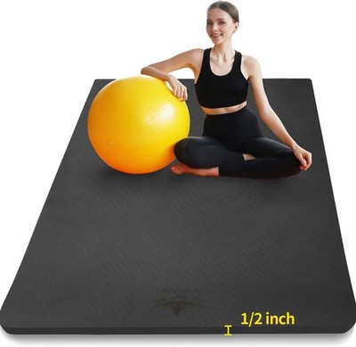 Yoga Large TPE Yoga Mat 6'x4'x1/2'' Extra Thick Non-Slip Exercise Mat Home Gym