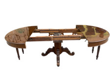 Antico tavolo rotondo allungabile in noce epoca 1850 circa Piemonte