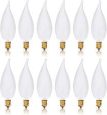 Simba Lighting 12 Pack E12 Candelabra Bulbs 25w 2700k Warm White Flame Tip