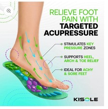 KiSole for Foot Pain with Magnetic Acupressure Insoles Shoe Size M/L 5-10