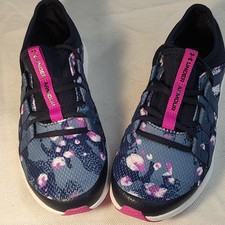 Under Armour Girls Low Top Floral Sneakers Blue/Pink Lace Up US 6Y EU 38.5