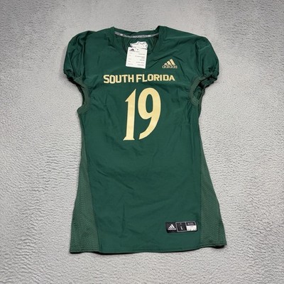 Adidas South Florida Bulls USF Football Game Jersey Men Large Green Gold SEWN