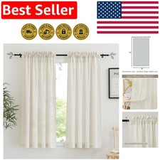 Farmhouse Style Linen Sheer Drapes 2 Panels - Light Filtering Privacy 38" x 63"