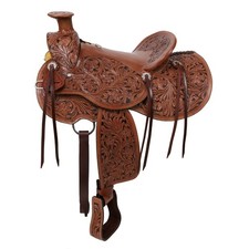 Amarillo Wade Style Western Saddle Floral  Leaf Tooling Full QH Bars 16" NEW