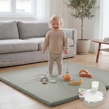 Baby Play Mat 50x50 Inches,1.3" Thick Padded Waterproof Floor Cushion  Playp...