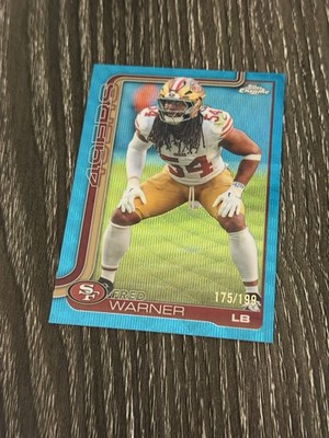 2025 Topps Chrome Aqua Wave Refractor /199 #268 FRED WARNER San Francisco 49ers