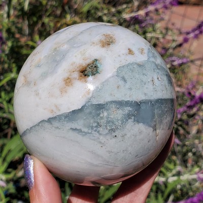 Ocean Jasper White Sky Blue w/ Druzy Crystal Sphere 732 Grams