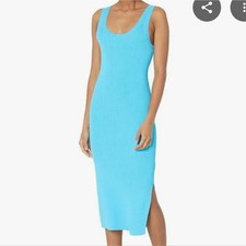 The Drop New Ocean Blue Stretch Ribbwd Knit Tank Dress Bodycon Minimalist XXL