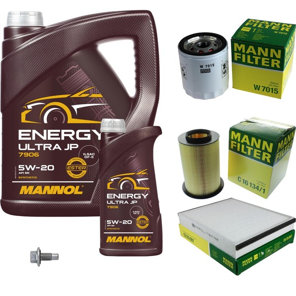 Mann Inspektionspaket 6L Mannol Energy Ultra JP 5W-20 FüR Ford Focus III-image